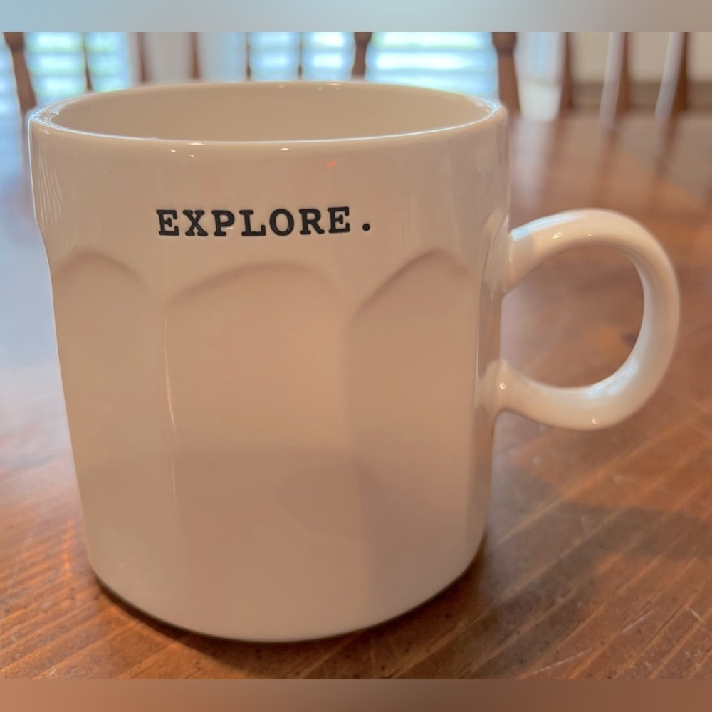 Rae Dunn Explore Ceramic Mug EUC! Farmhouse Minimalist